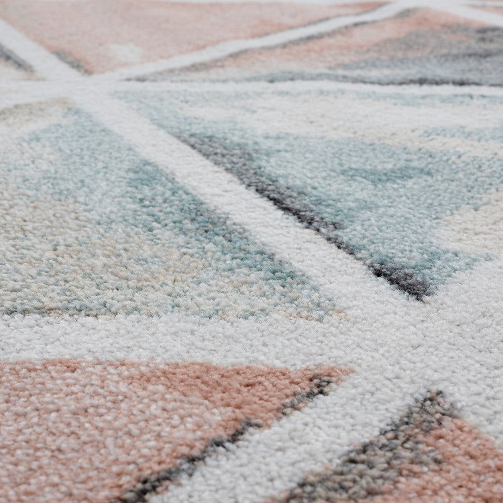Ivory Watercolor Prism Area Rug: Geometric Design for Comfortable Home Decor