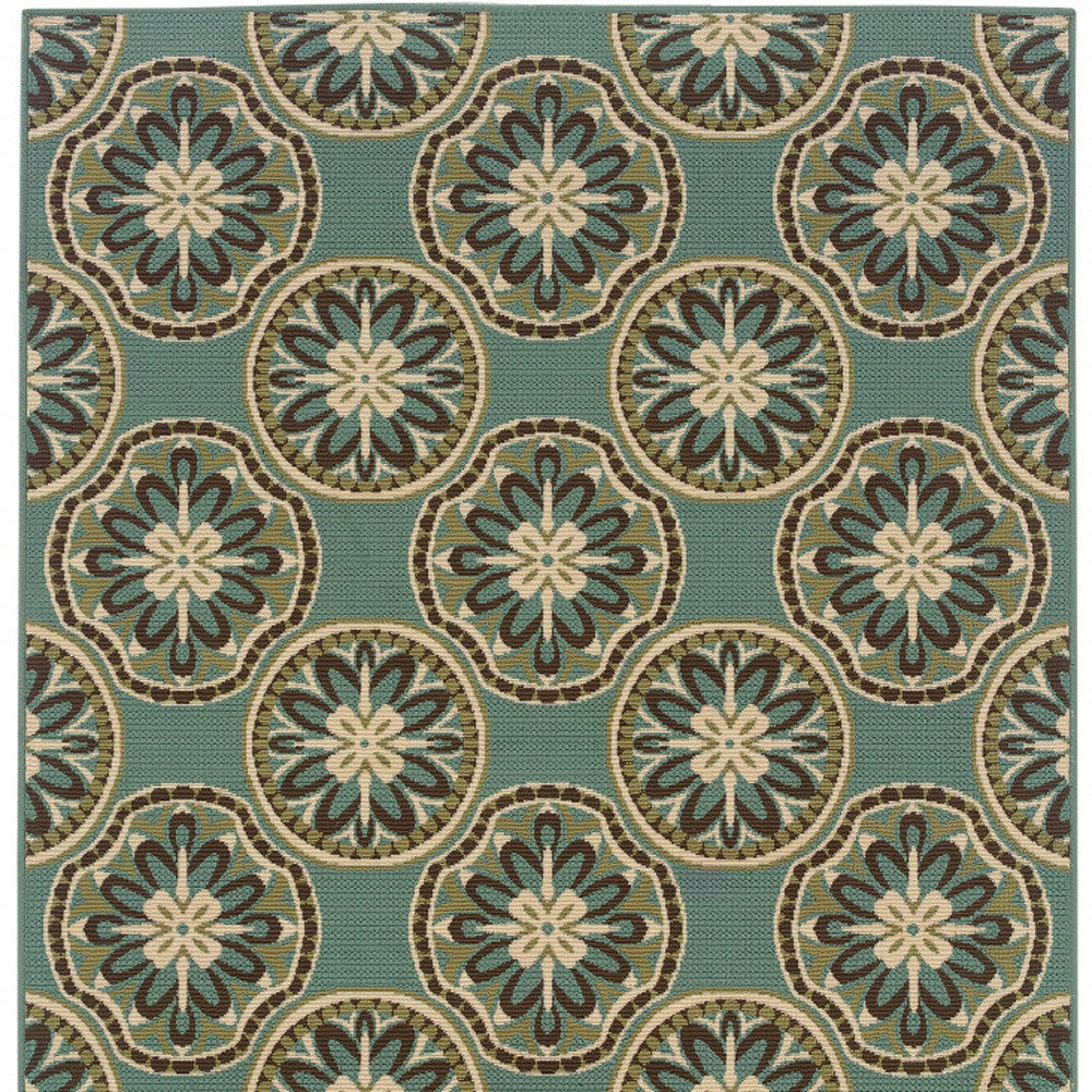 Exquisite Stain-Resistant Floral Outdoor and Indoor Area Rug in Brown, Blue, and Ivory Design for Elegant Spaces