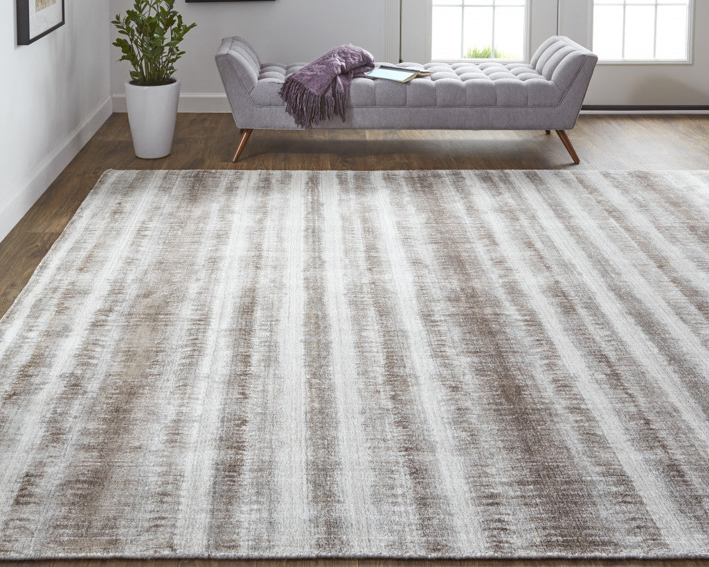 Exquisite Hand-Woven Area Rug in Elegant Tan, Ivory & Black Abstract Design for Home Decor