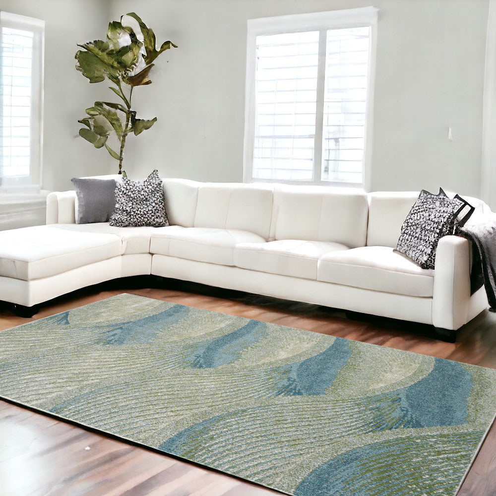 8' x 11' Stain-Resistant Blue Abstract Area Rug - Ideal for Homes with Kids & Pets