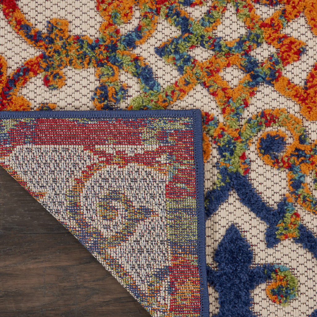 Stylish Outdoor and Indoor Elegant Ivory and Blue Floral Area Rug for Various Living Spaces