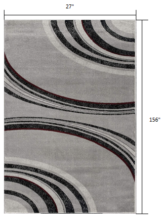 Stylish and Durable Gray Abstract Power Loom Runner Rug for Elegant Home Decor - Ideal Area Rug for Any Room