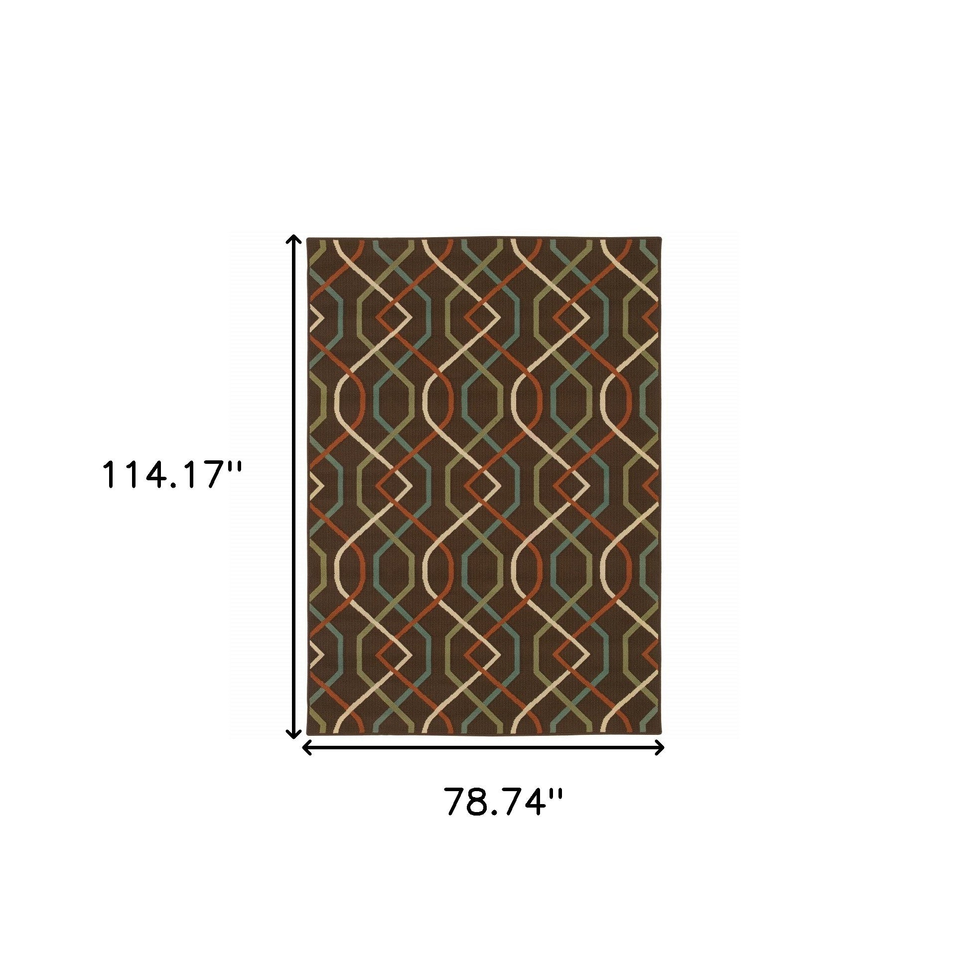 Stain-Resistant Brown & Ivory Geometric Outdoor Area Rug for Indoor/Outdoor Use