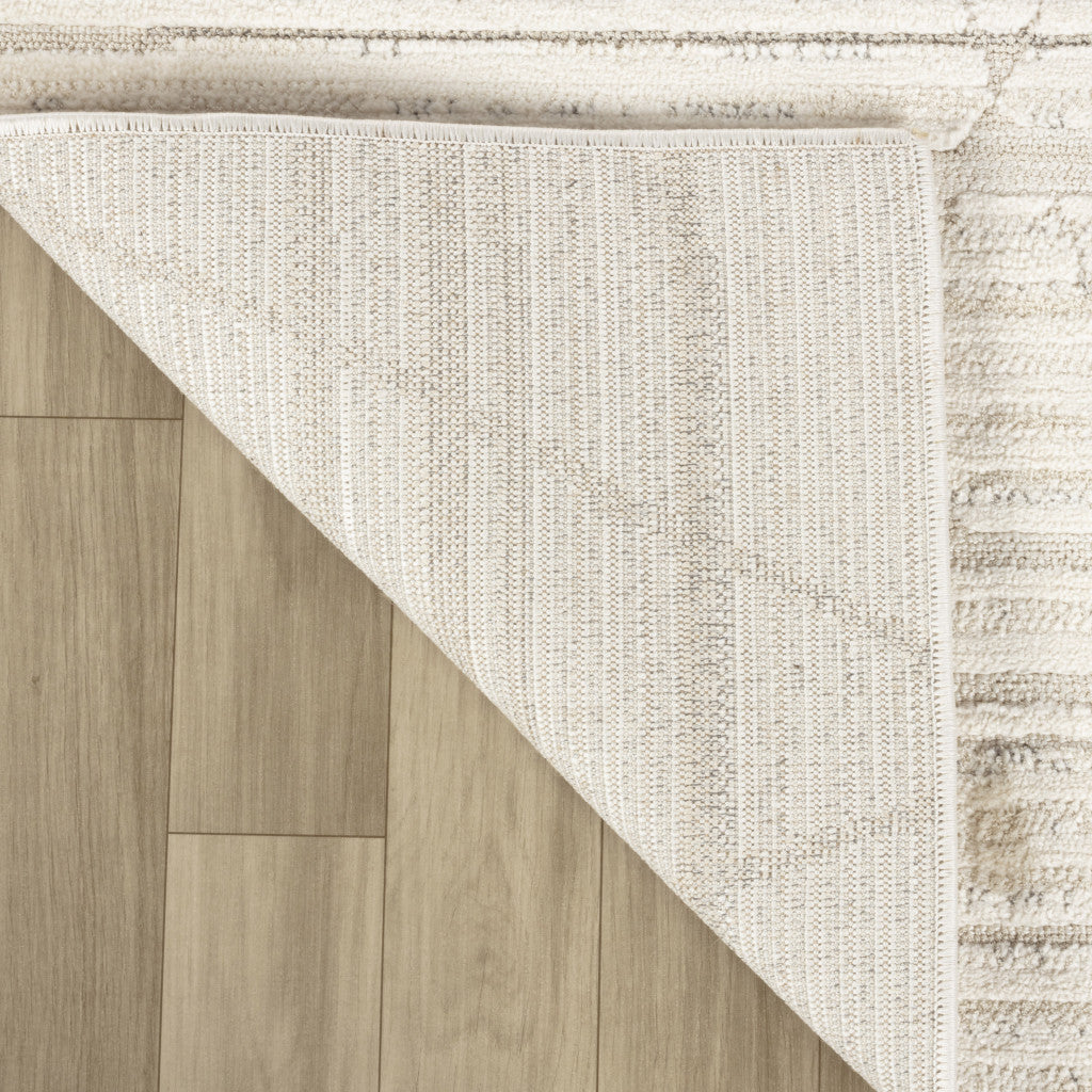 Exquisite 5-Foot by 8-Foot Cream and Beige Abstract Polyester Area Rug - Ideal for Family Spaces with Kids and Pets, Stain and Water Resistant