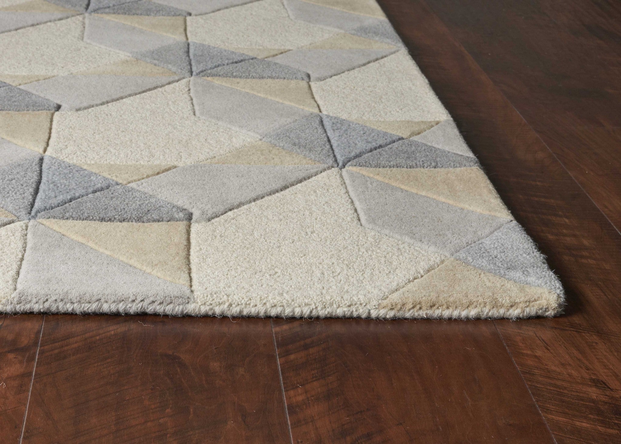 Exquisite Hand - Tufted Ivory and Grey Wool Area Rug for Modern Home Decor