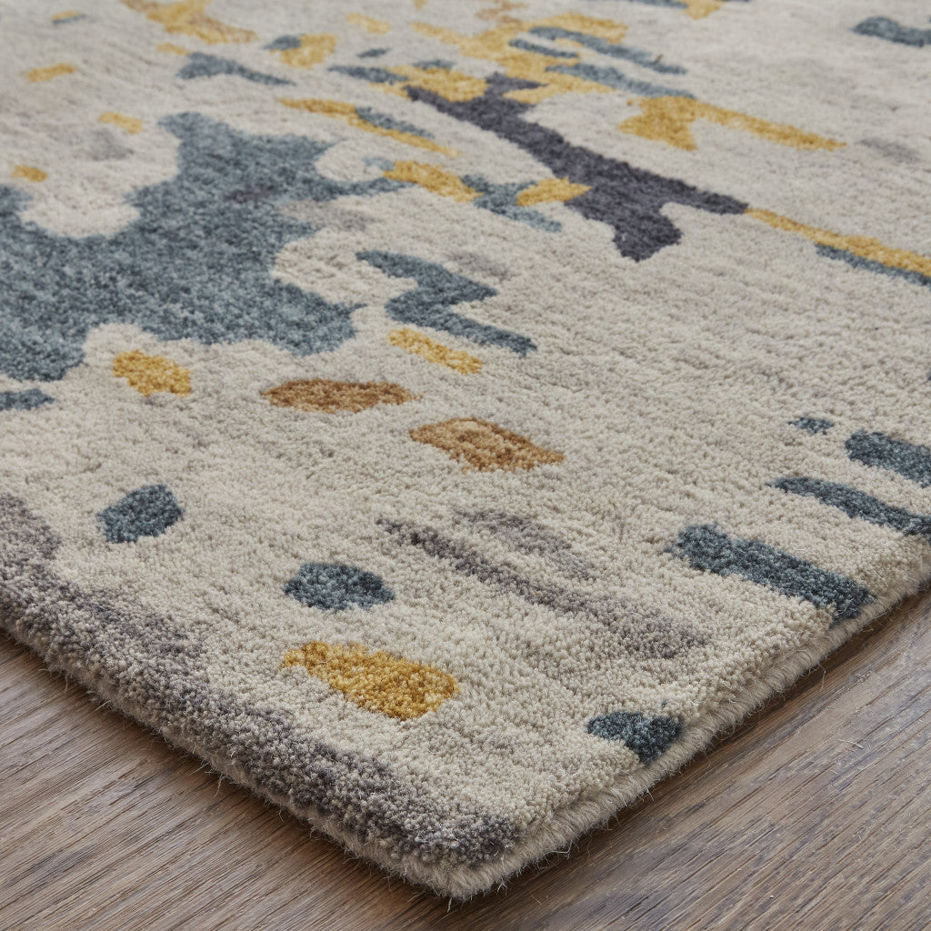 Stain-Resistant Plush Wool Abstract Area Rug for Family Homes with Kids & Pets