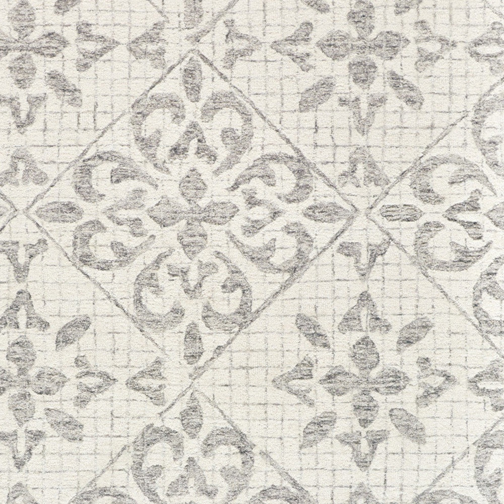 Stain-Resistant Hand-Tufted Ivory & Gray Floral Area Rug for Kid-Friendly Homes