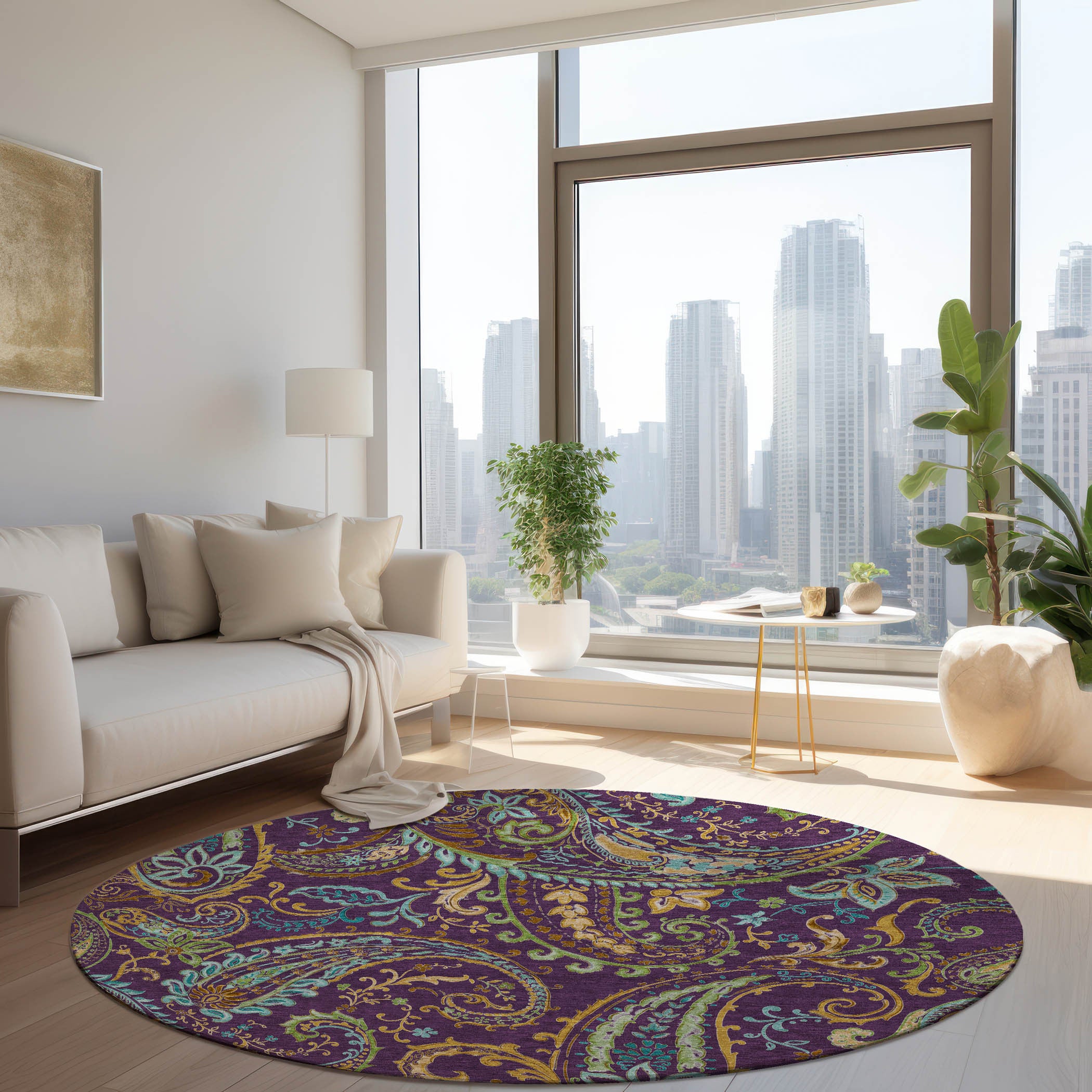 Stylish and Stain-Resistant Washable Outdoor Area Runner Rug with Paisley Pattern - Perfect for Spaces with Kids and Pets