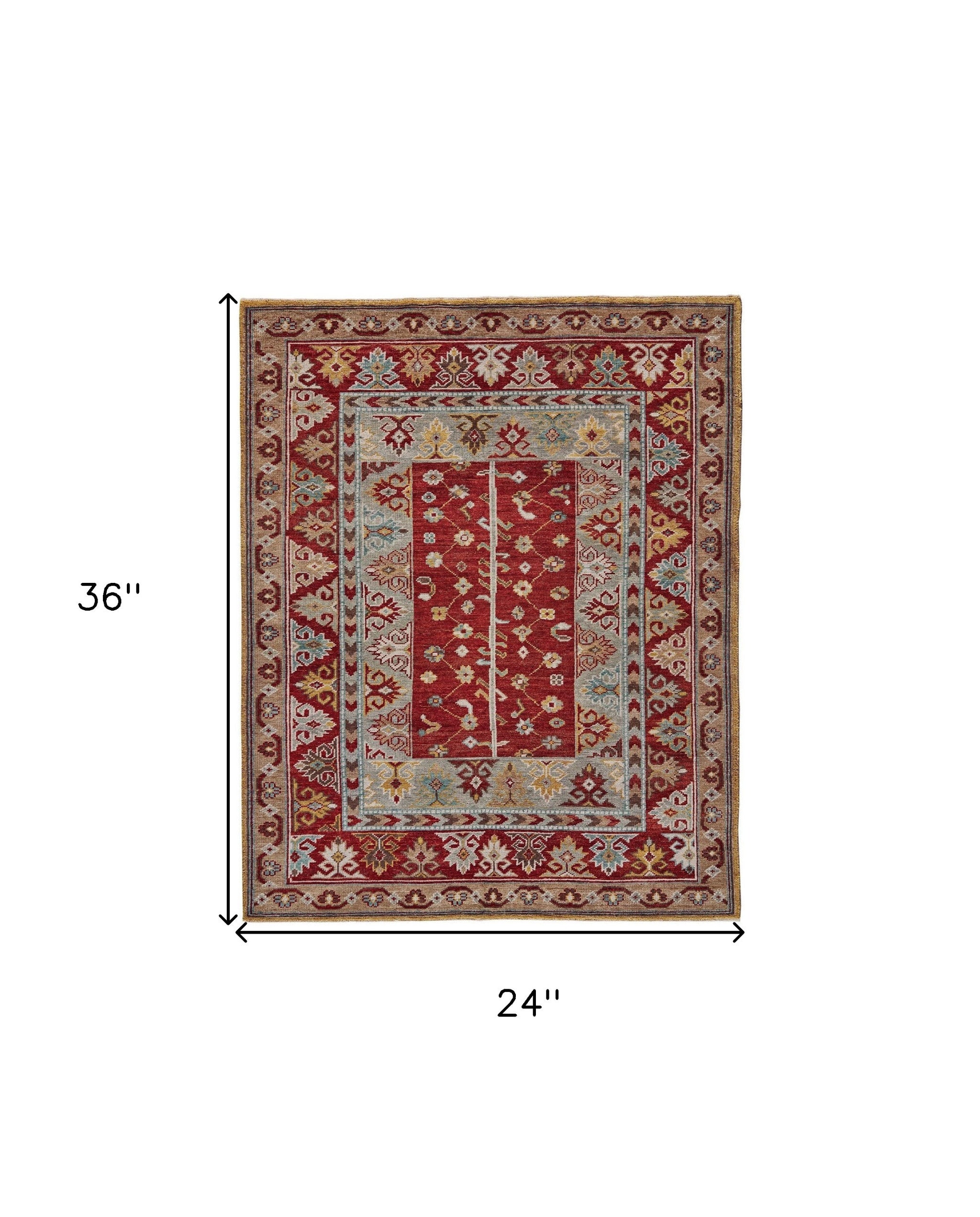 Stain-Resistant Hand-Knotted Floral Wool Area Rug with Fringe - Ideal for Family Homes with Kids and Pets