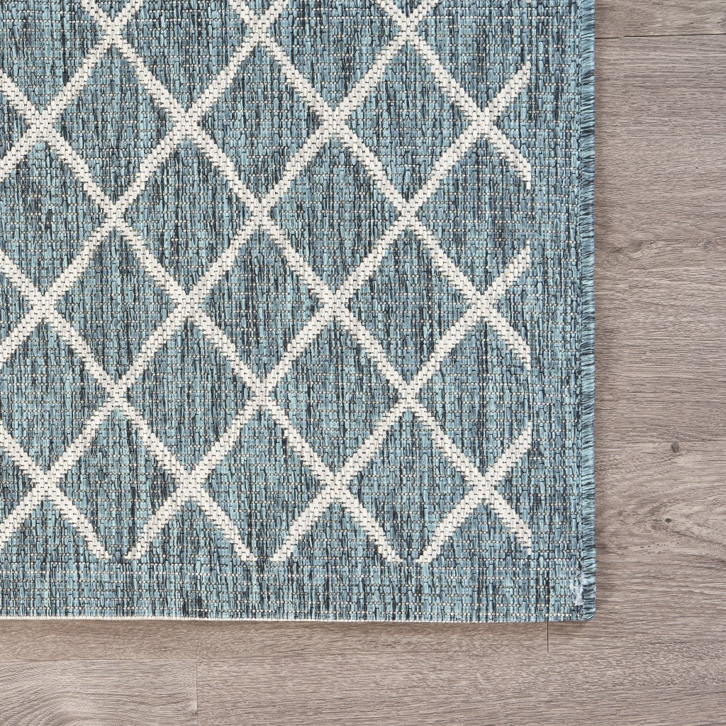 Stylish Indoor and Outdoor Area Rugs - Blue and Gray Designer Rug Handmade in Turkey