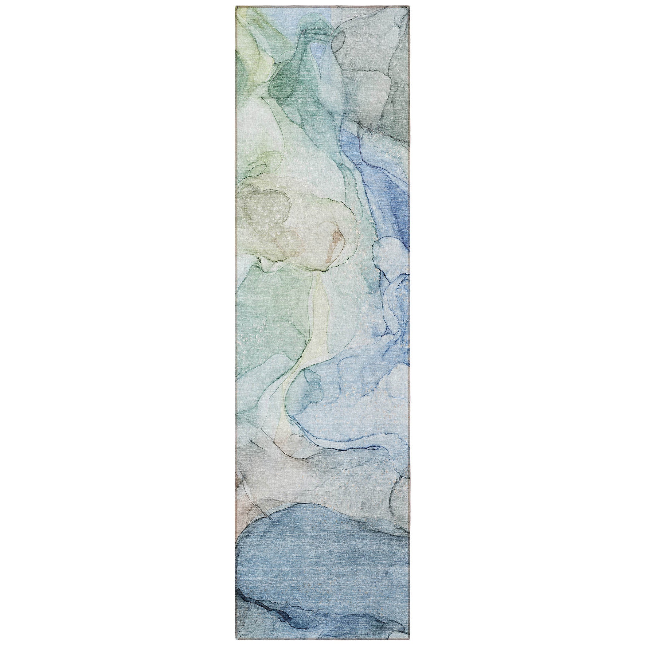 Beige Abstract Washable, Stain-Resistant & Non-Skid Indoor-Outdoor Runner Rug