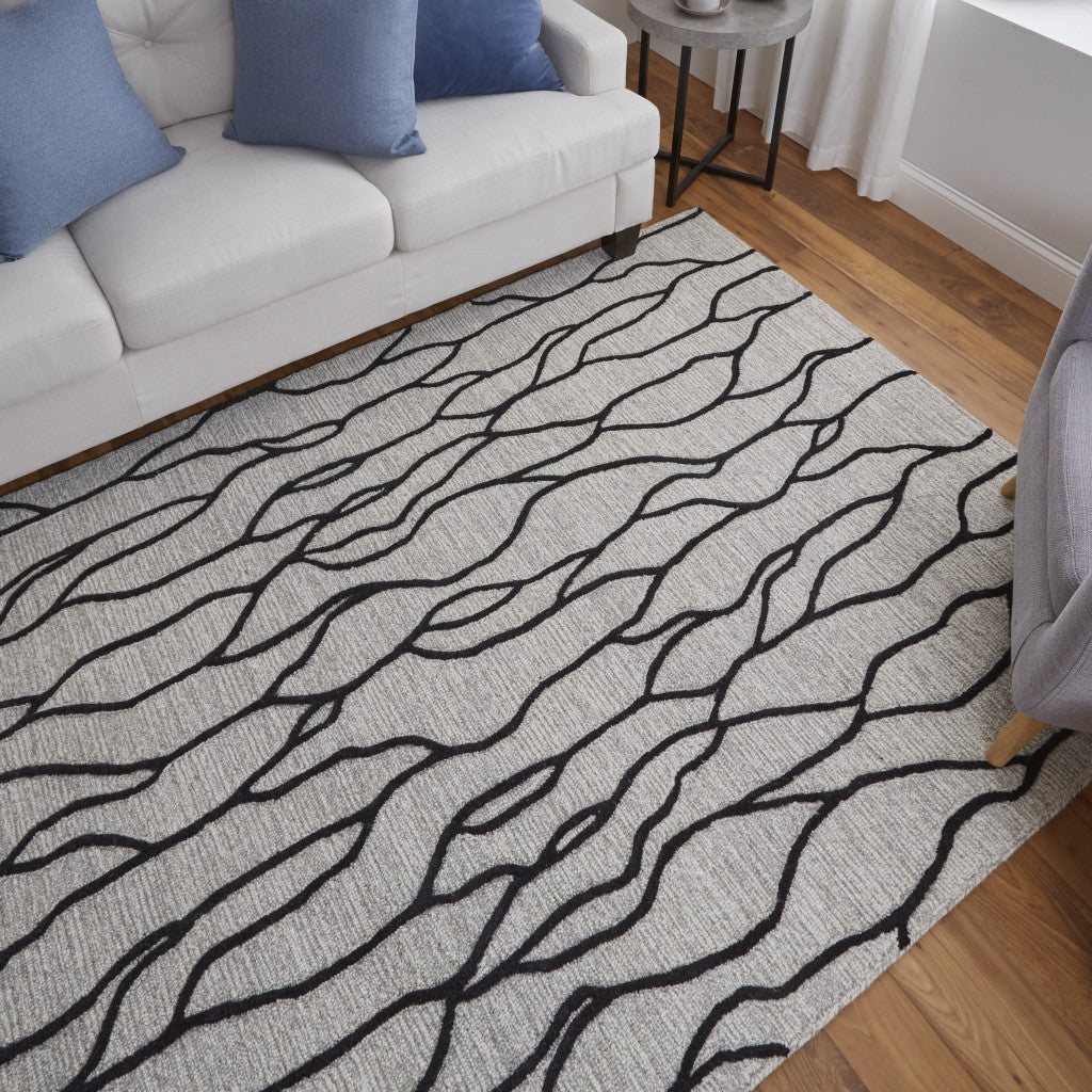 Exquisite Handmade Abstract Wool Area Runner Rug - Stain-Resistant, Fashionable Design for Family Homes with Kids and Pets