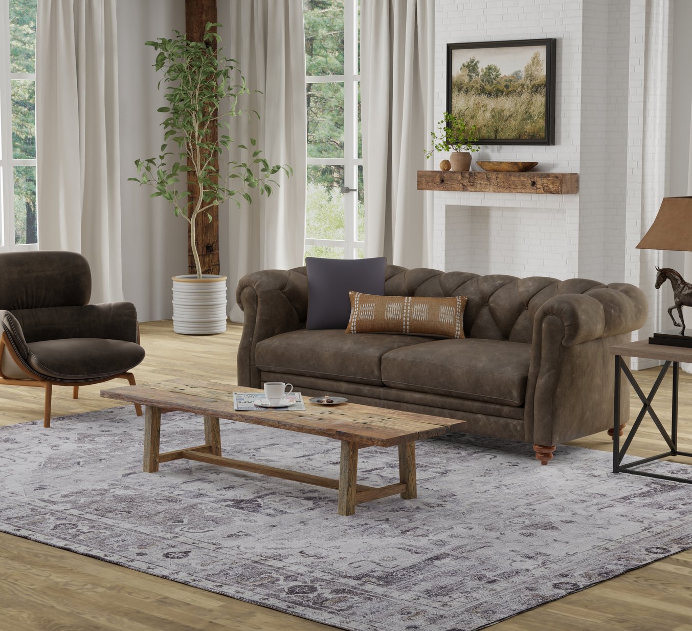 Percy Vintage-Inspired Transitional Medallion Area Rug - Durable & Machine Washable