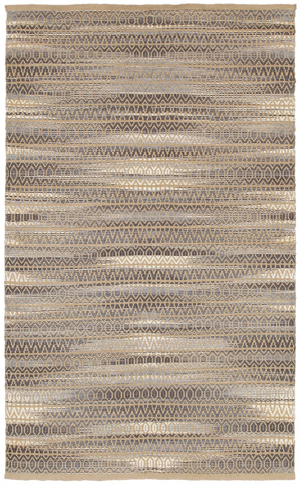 Soft, Durable, and Chic Bohemian Gray and Tan Striated Indoor Area Rug for Modern Living Spaces