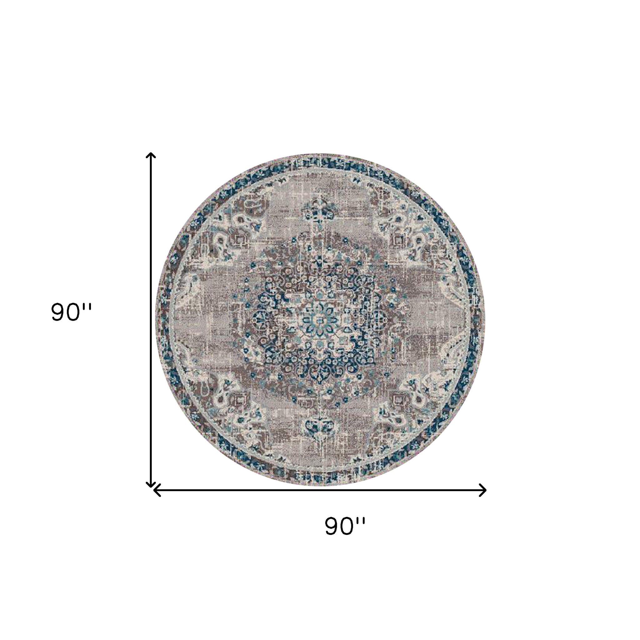 Teal Blue Medallion Design Power Loom Area Runner Rug - Ideal Stain Resistant, Fashionable and Comfortable Home Decor Accent