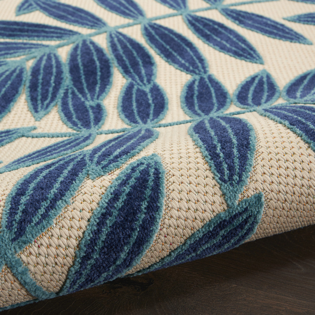 Stunning Indoor and Outdoor Area Rugs with Blue and Ivory Floral Design for Elegant Spaces