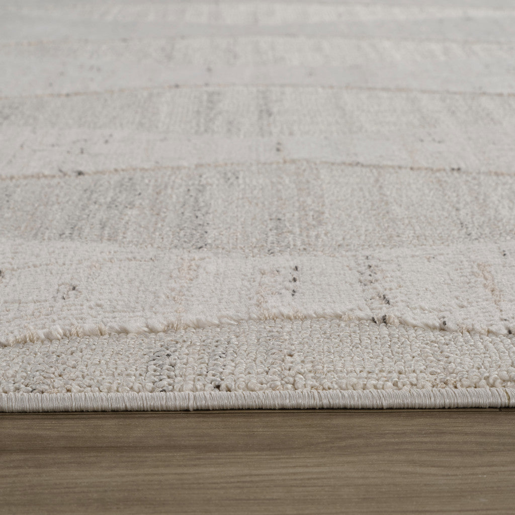 Stylish and Stain-Resistant Cream & Beige Geometric Distressed Area Rug Ideal for Homes and Family Spaces