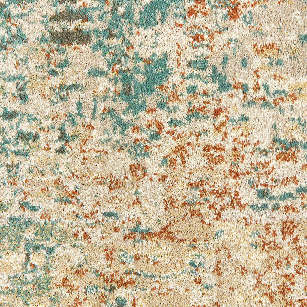 Indoor Stain-Resistant Foam Blue and Golden Yellow Abstract Design Runner Rug for Any Room with Pumpkin Accents
