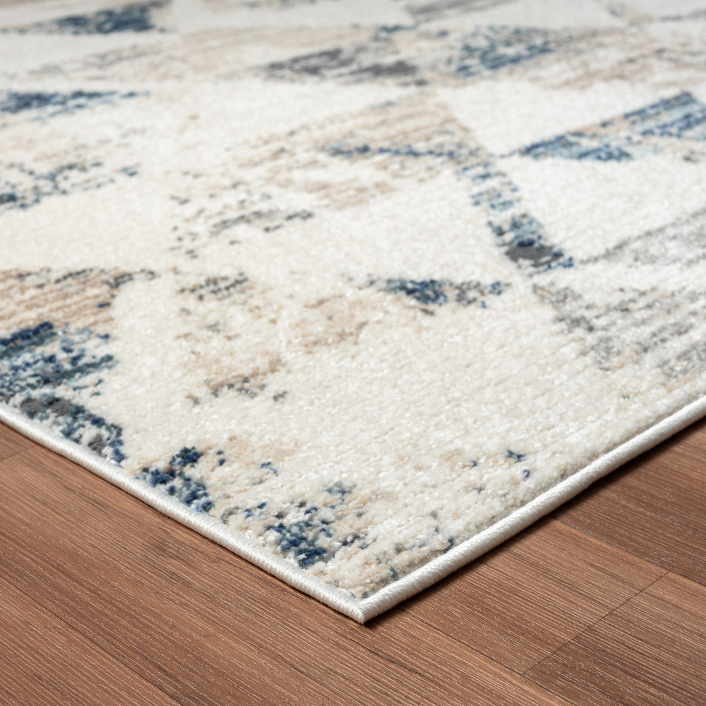 Turkish-Made Ivory Geometric Area Rug - Modern Rectangle for Home Decor