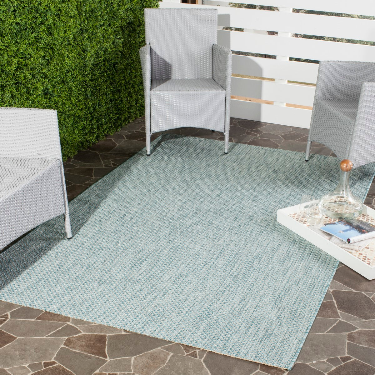 Power Loomed Courtyard Indoor and Outdoor Rug with Stylish, Durable, All-Weather Design Suitable for Any Space