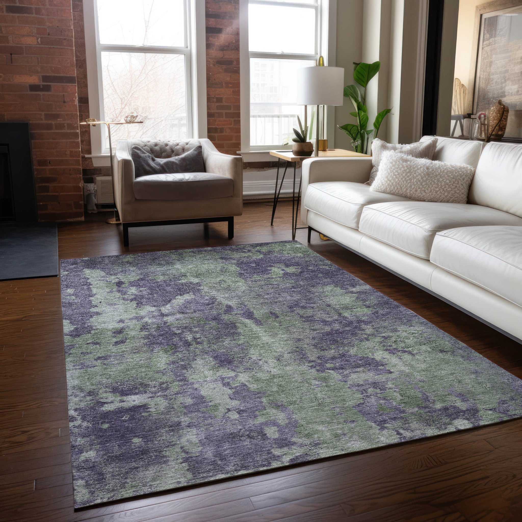 Stylish and Contemporary Abstract Washable Runner Rug for Both Indoor and Outdoor Use, Stain-Resistant and Non-Skid