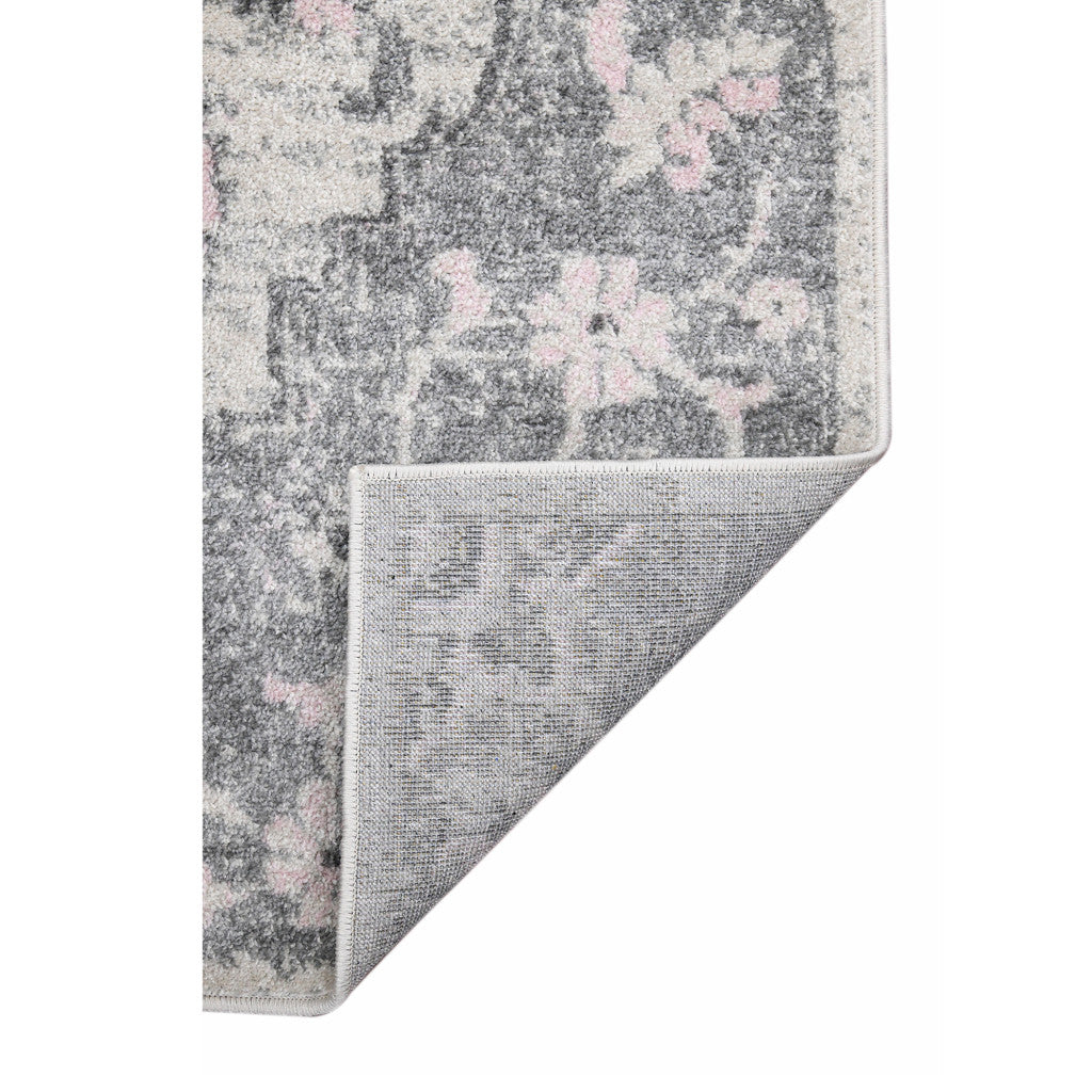 Stylish and Stain-Resistant Gray Medallion Power Loom Round Area Rug for Elegant Home Decor