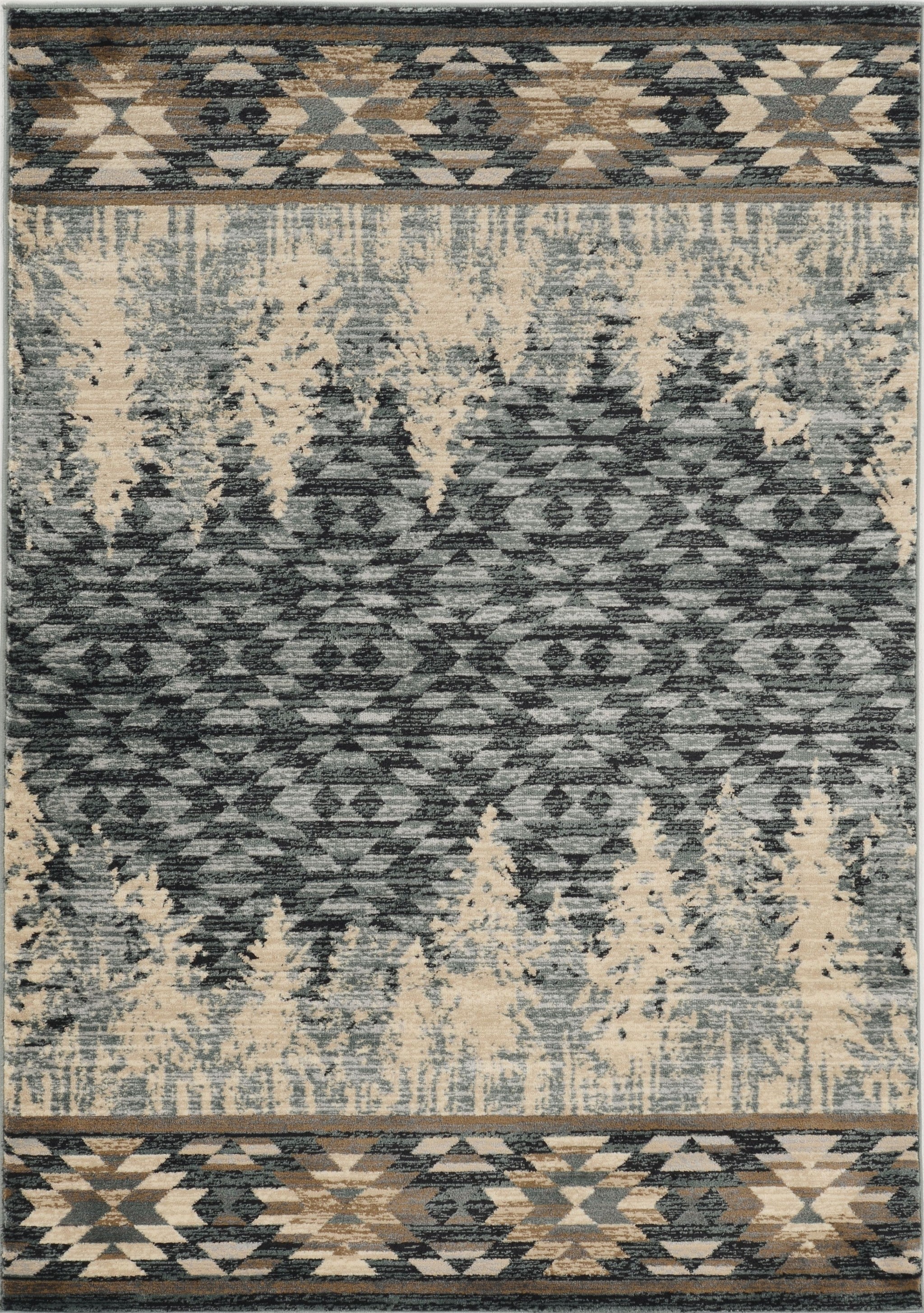 Slate Blue Round Southwestern Area Rug with Luxurious Texture and Designer Style for Your Living Room Decor