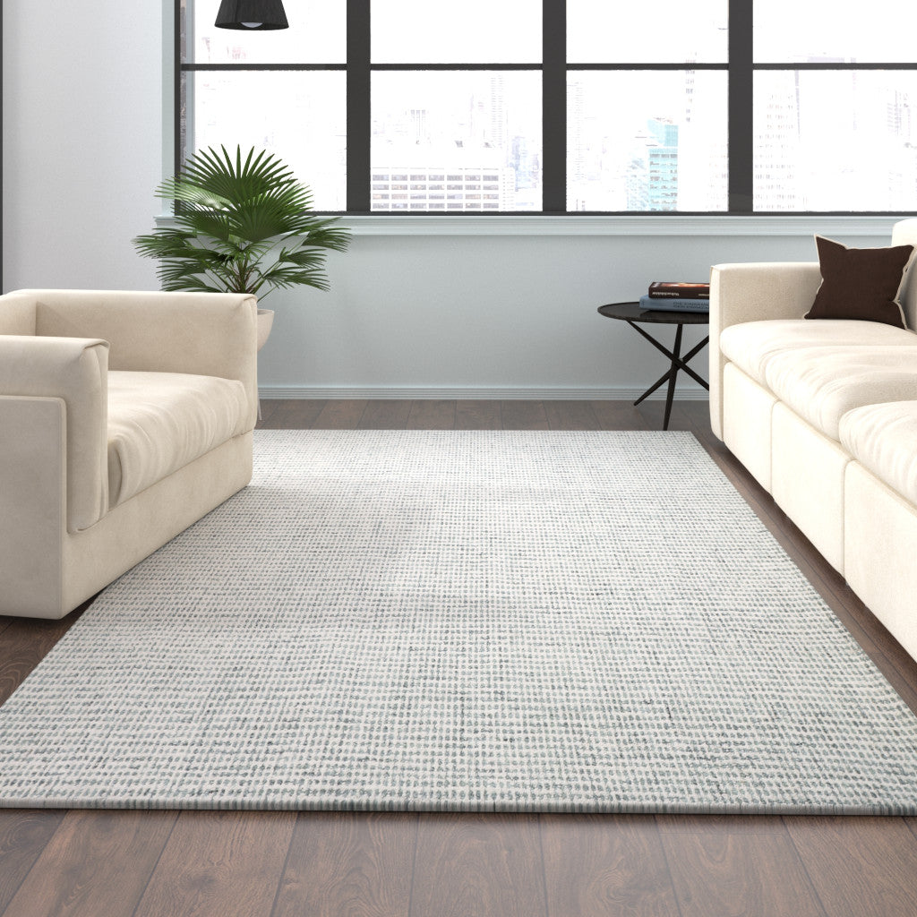 Handmade Blue and Ivory Wool Area Rug - Cozy, Stylish for Neutral Home Decor