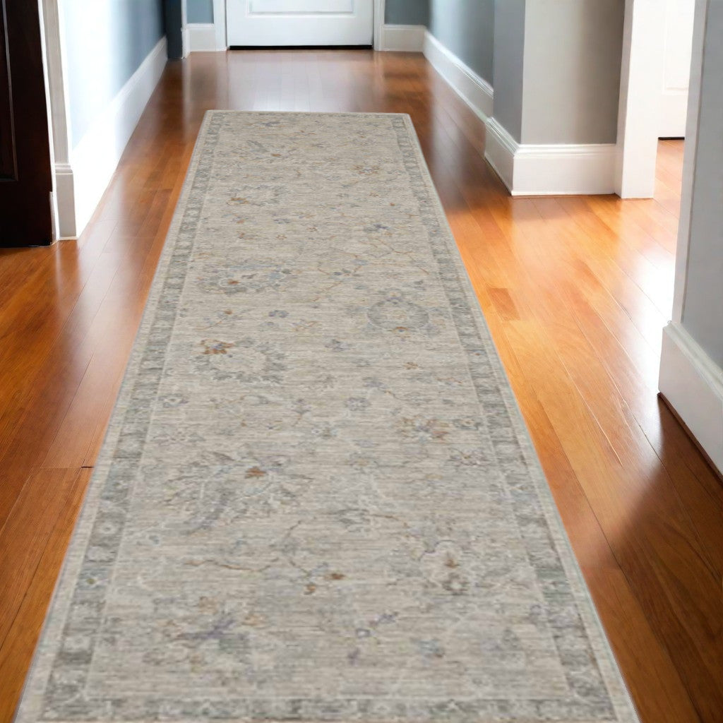 Stylish Gray Geometric Power Loomed Runner Rug - Ideal 10-Foot Accent Rug for Walkways and Home Interior Decor