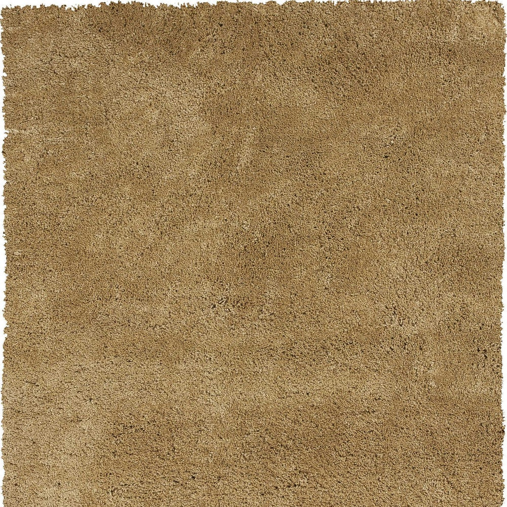 Exquisite Hand-Woven Luxury Gold Shag Area Rug Crafted from Polyester with Cotton Backing for Contemporary Elegance in Your Home