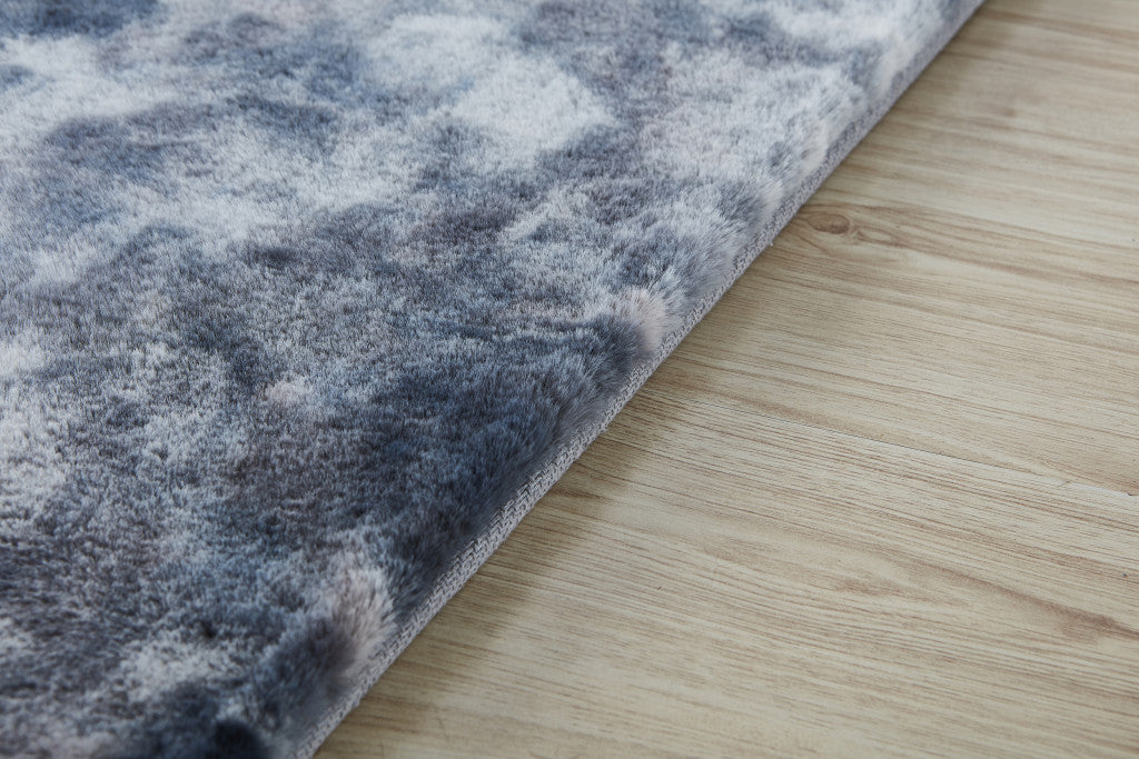 Luxurious Gray and White Faux Fur Abstract Shag Non-Skid Area Rug for Any Room
