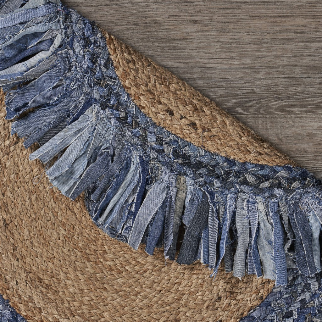 Handmade Round Area Rug in Natural Hues with Fringed Edges for Cozy Home Decor