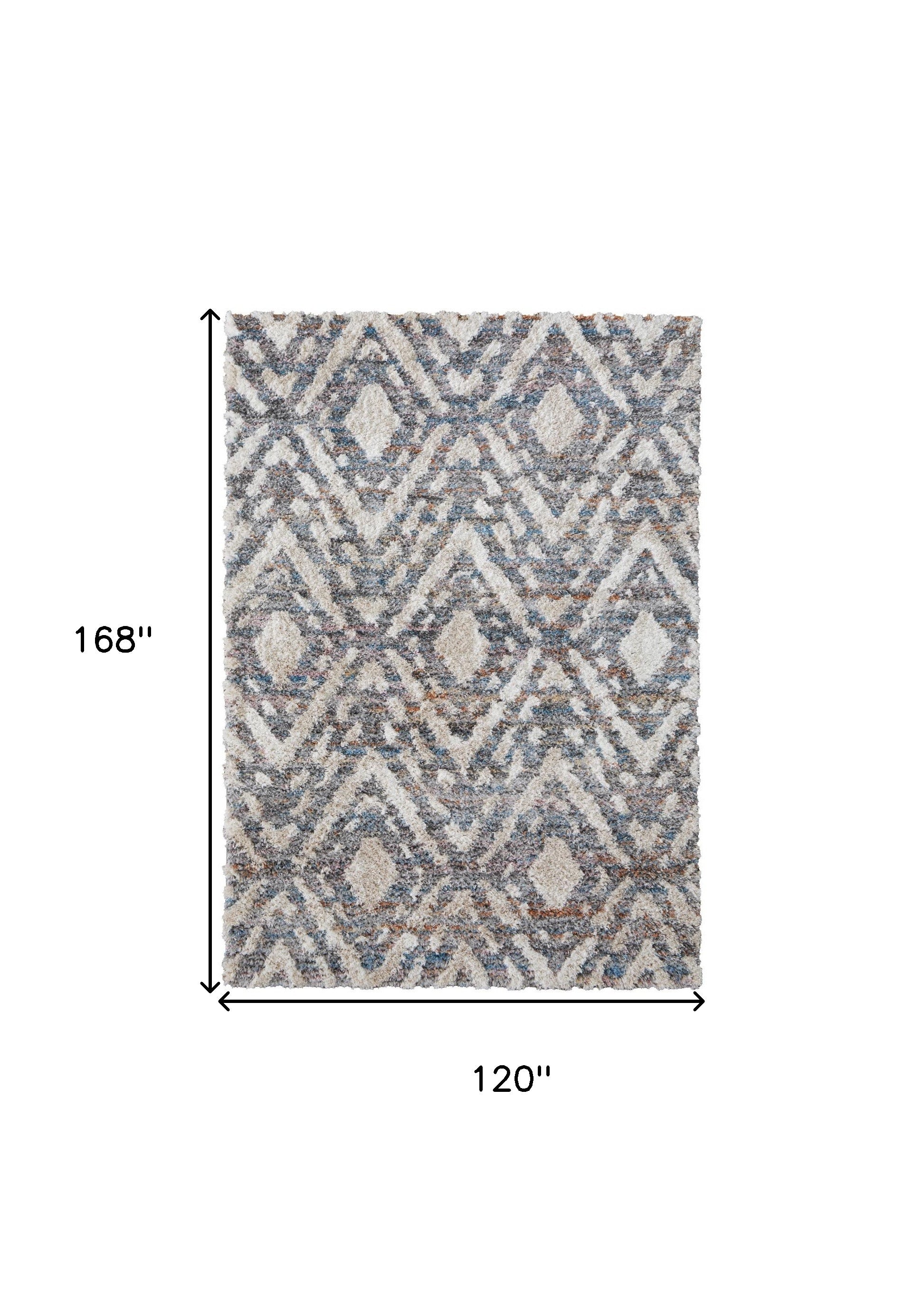 High - Quality Stain - Resistant Polyester Area Rug with Elegant and Modern Geometric Design in Ivory Gray and Taupe for Any Room