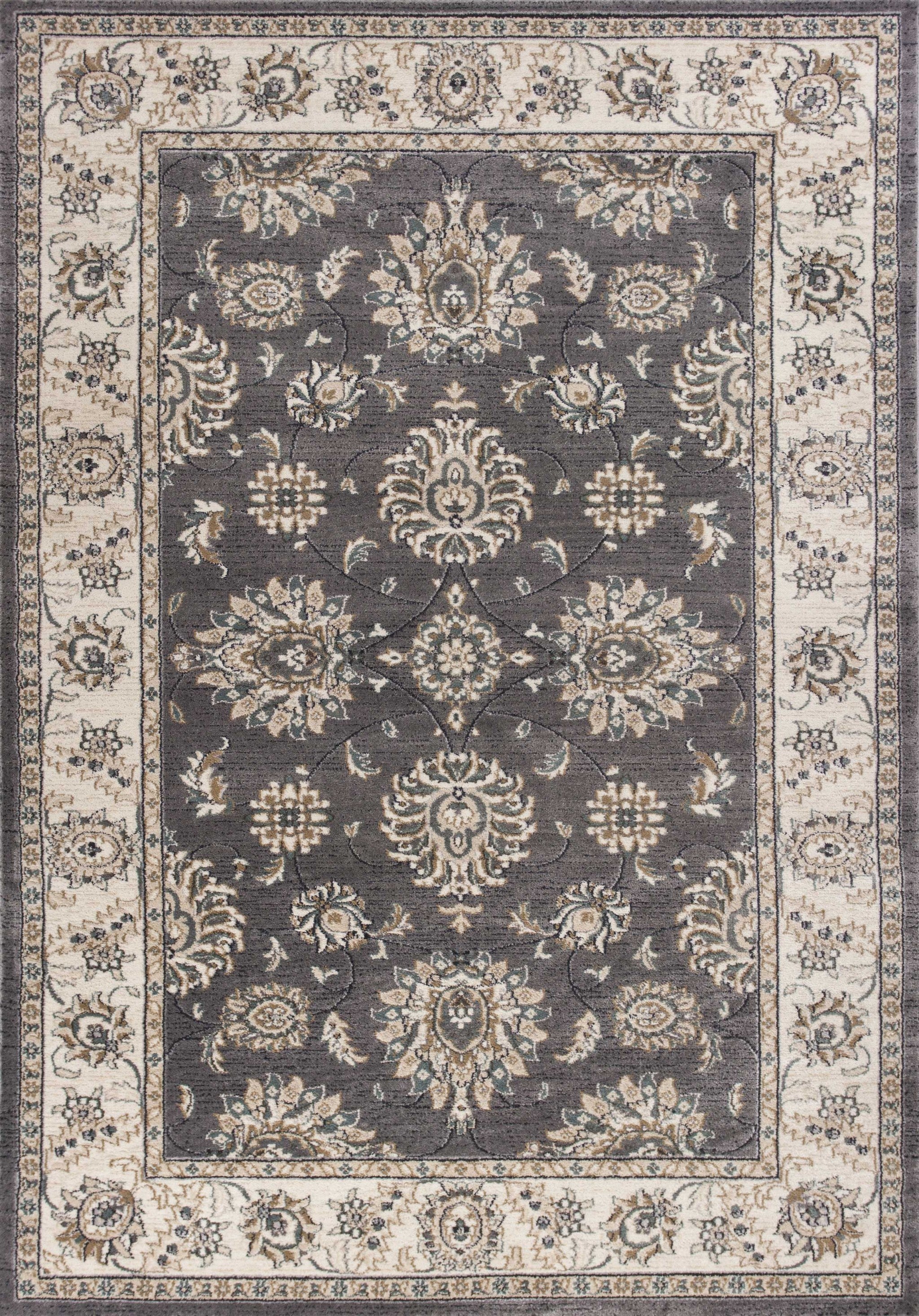 High - Quality Turkish Modern Grey/Ivory Kashan Area Rug for Elegant Homes