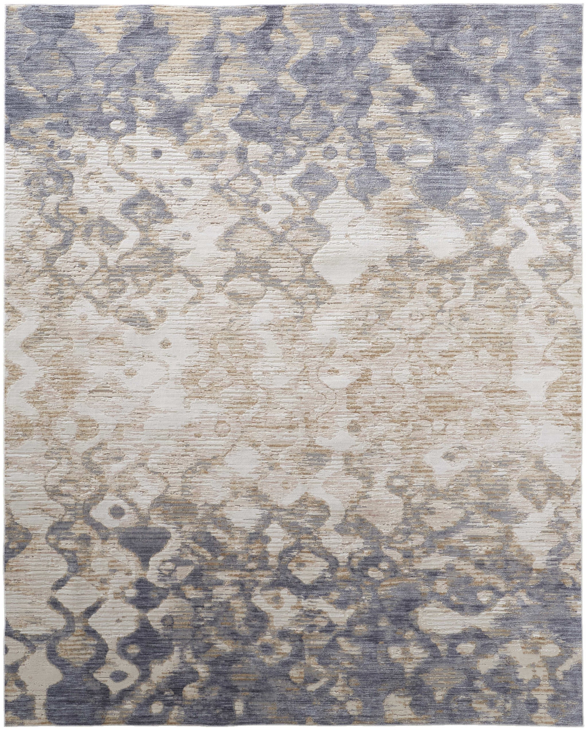 Stylish Stain-Resistant Ombre Area Rug in Ivory Tan and Blue for High Traffic Areas