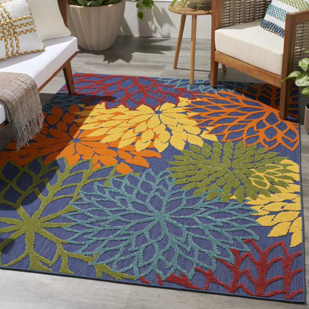 Stunning 5' x 7' Vibrant Floral Indoor-Outdoor Area Rug, Stain-Resistant and Durable for High-Traffic Zones