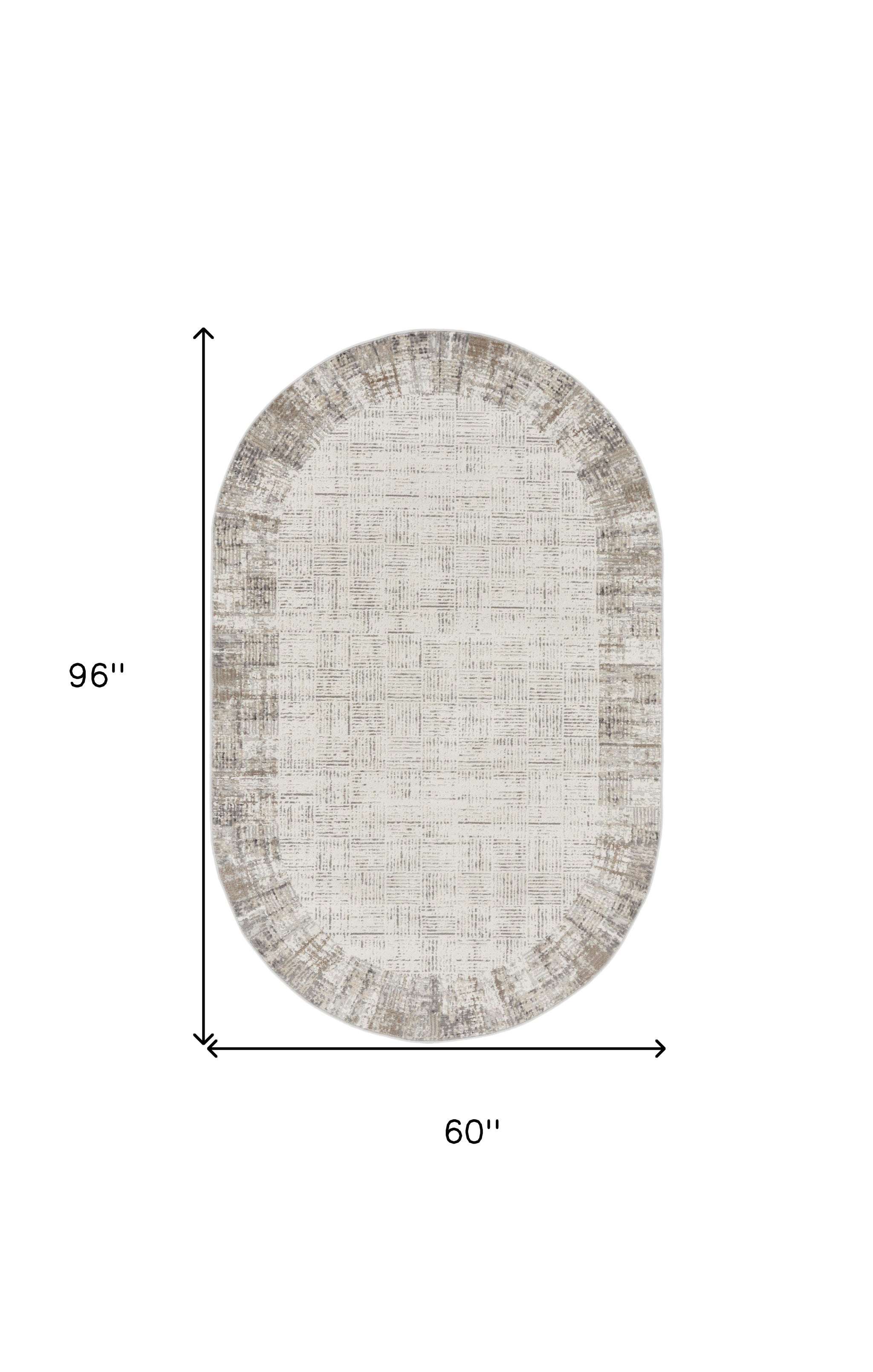 Exquisite Gray Abstract Power Loom Area Rug with Oval Design for Enduring Elegance and Warmth in Any Living Space