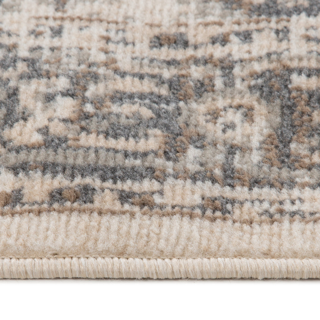 Stain-Resistant Gray and Light Beige Medallion Area Rug, Ideal for Homes with Pets and Kids