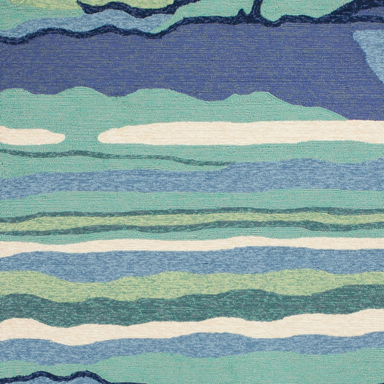Stain-Resistant Blue Abstract Waves Outdoor Rug for Indoor & Outdoor Spaces