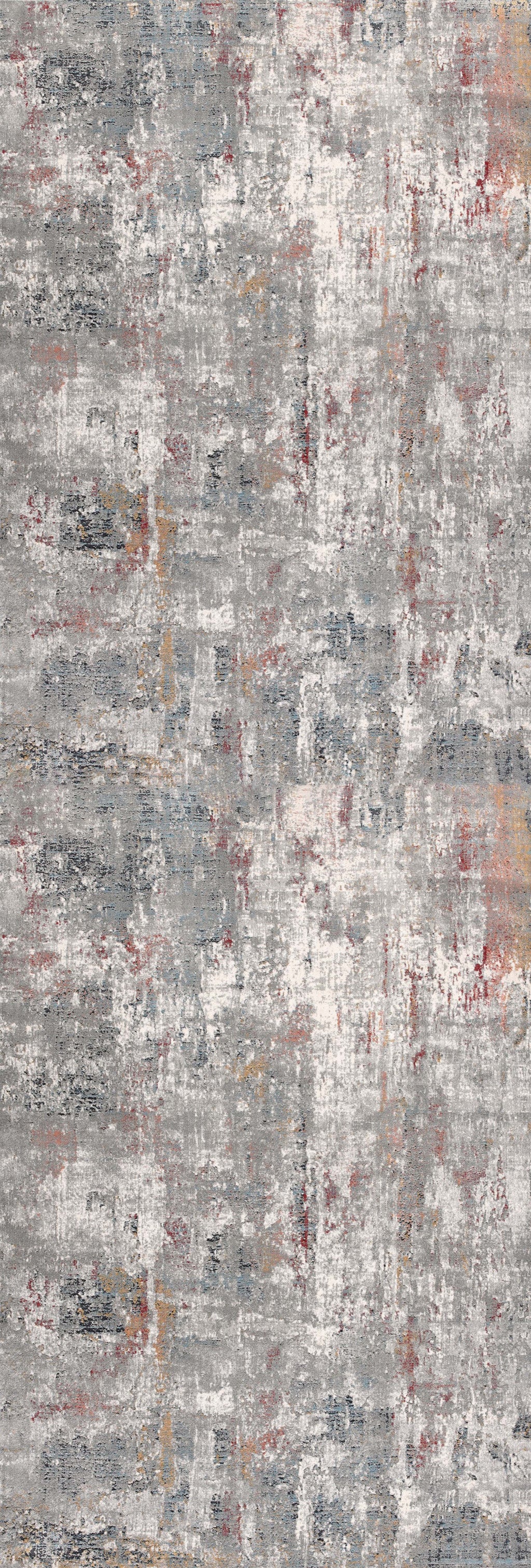 Stylish Gray and Ivory Abstract Design Runner Rug - A Durable, Stain-Resistant, Decorative Accent for Your Indoor Living Spaces