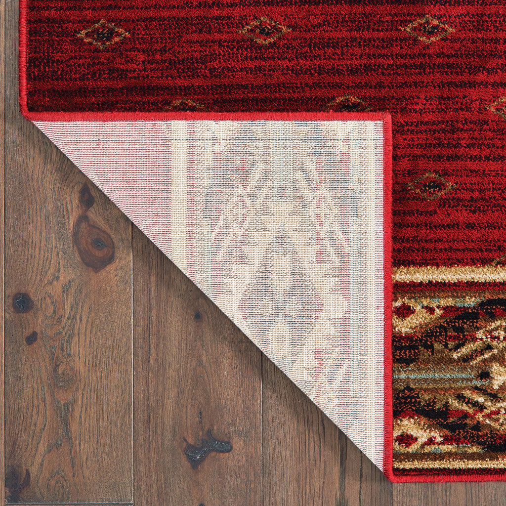 Southwestern Style Runner Rug with Stain-Resistant Feature - Exquisite Berry Gold and Ivory Design for Fashionable Spaces