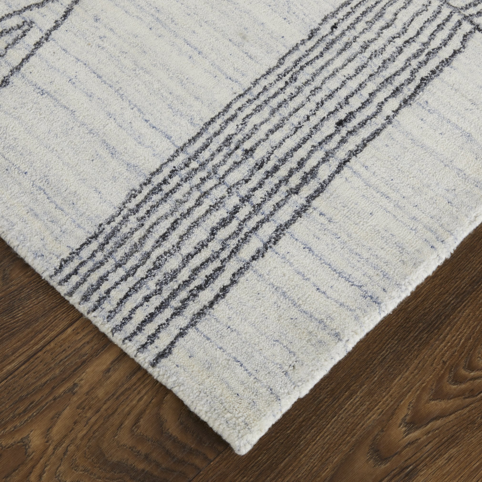 Feizy Handwoven Wool & Viscose Rug - Modern Abstract Design in Dark Blues and Grays