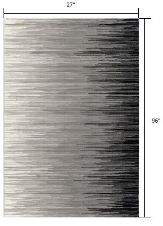 Stylish and Luxurious Black Transitional Striped Runner Rug for Modern Interior Spaces - A Durable Decorative Piece