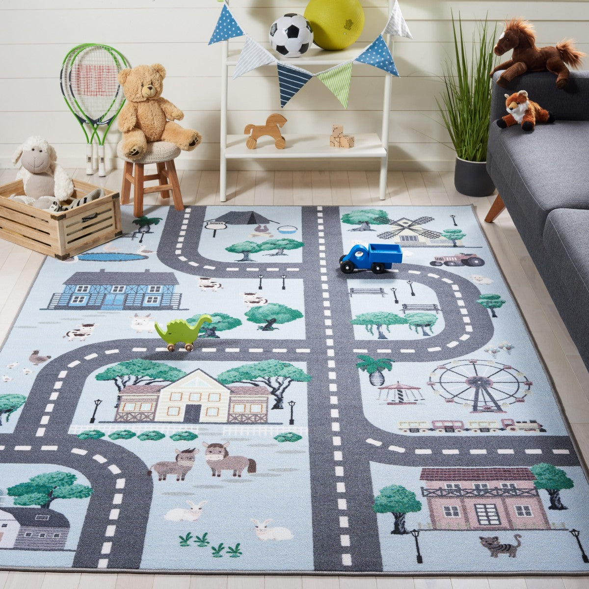 Cozy Machine-Washable Non-Slip Polyamide Rug for Kids' Playroom - Model 235