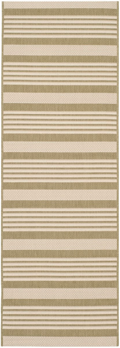 Stylish Courtyard Indoor/Outdoor Power-Loomed Rug with Bold Stripes, Durable & Easy-Clean