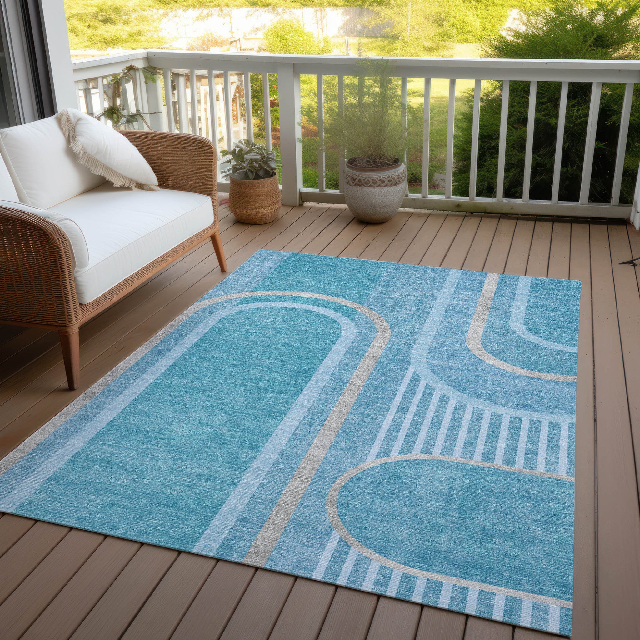 Stylish and Contemporary Abstract Washable Indoor-Outdoor Runner Rug, Stain-Resistant, Ideal for Every Space
