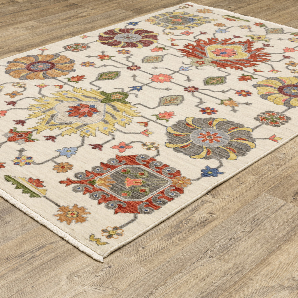 Fringe-Trimmed Stain-Resistant Area Rug with Elegant Oriental Pattern for Stylish Homes