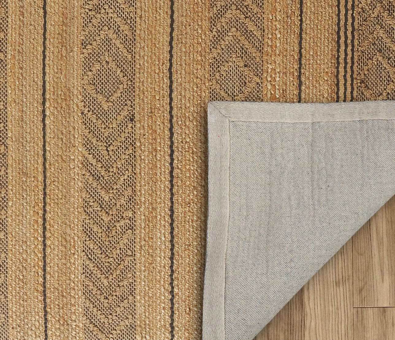 Handmade Tan and Gray Bohemian Striped Jute Area Rug for Stylish Home Comfort