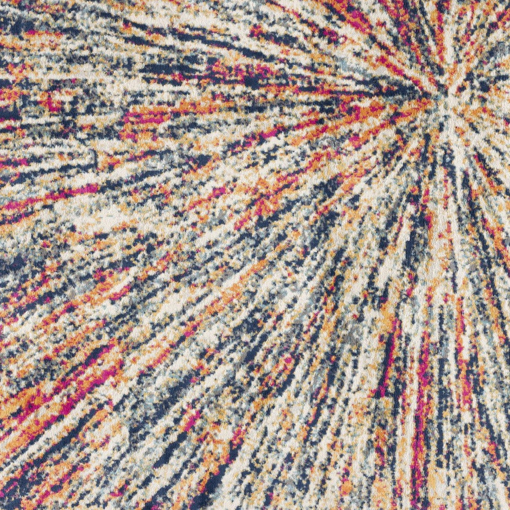 Luxurious Stain-Resistant Cream Celestial Burst Abstract Area Rug for Modern and Contemporary Decor