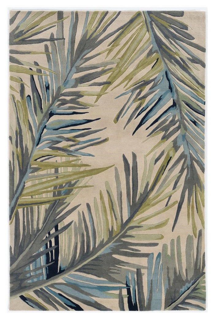 High-Density Wool Hand-Tufted Area Rug with Antique Floral Design